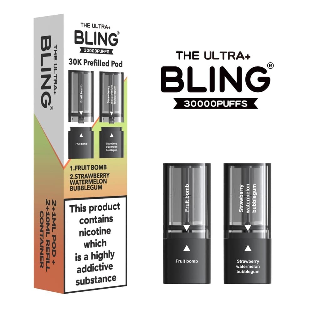  Fruit Bomb/Strawberry Watermelon Bubblegum The Bling Ultra Plus 30k Replacement Pods
