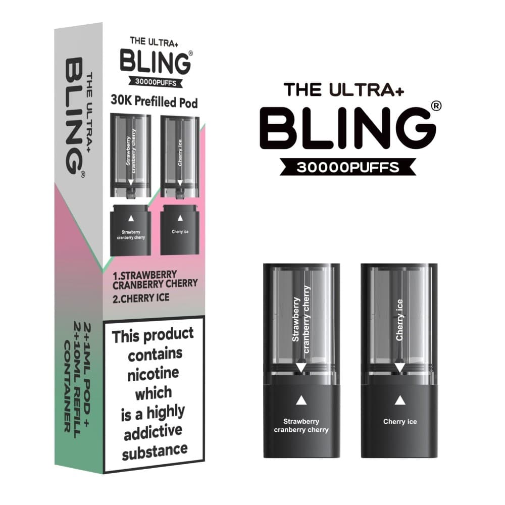  Strawberry Cranberry Cherry/Cherry Ice The Bling Ultra Plus 30k Replacement Pods