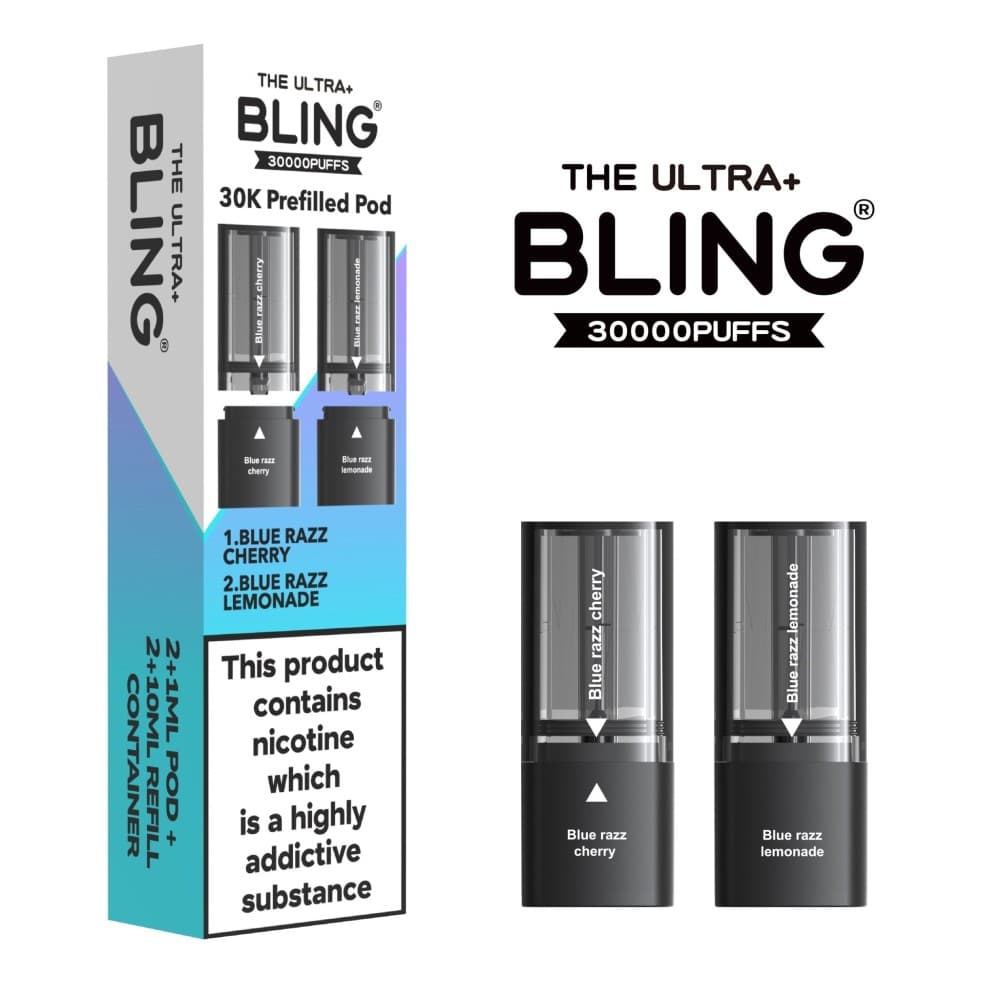  Blue Razz Cherry/Blue Razz Lemonade The Bling Ultra Plus 30k Replacement Pods