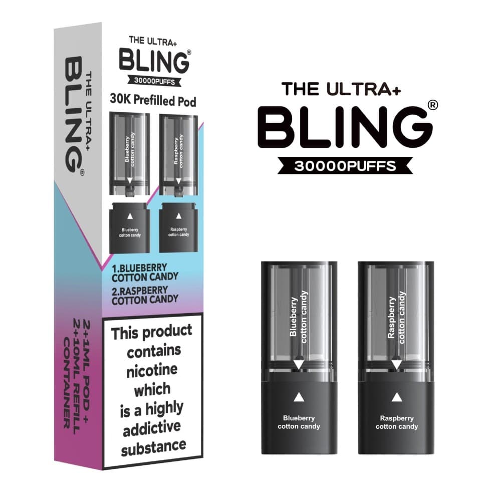  Blueberry Cotton Candy/Raspberry Cotton Candy The Bling Ultra Plus 30k Replacement Pods