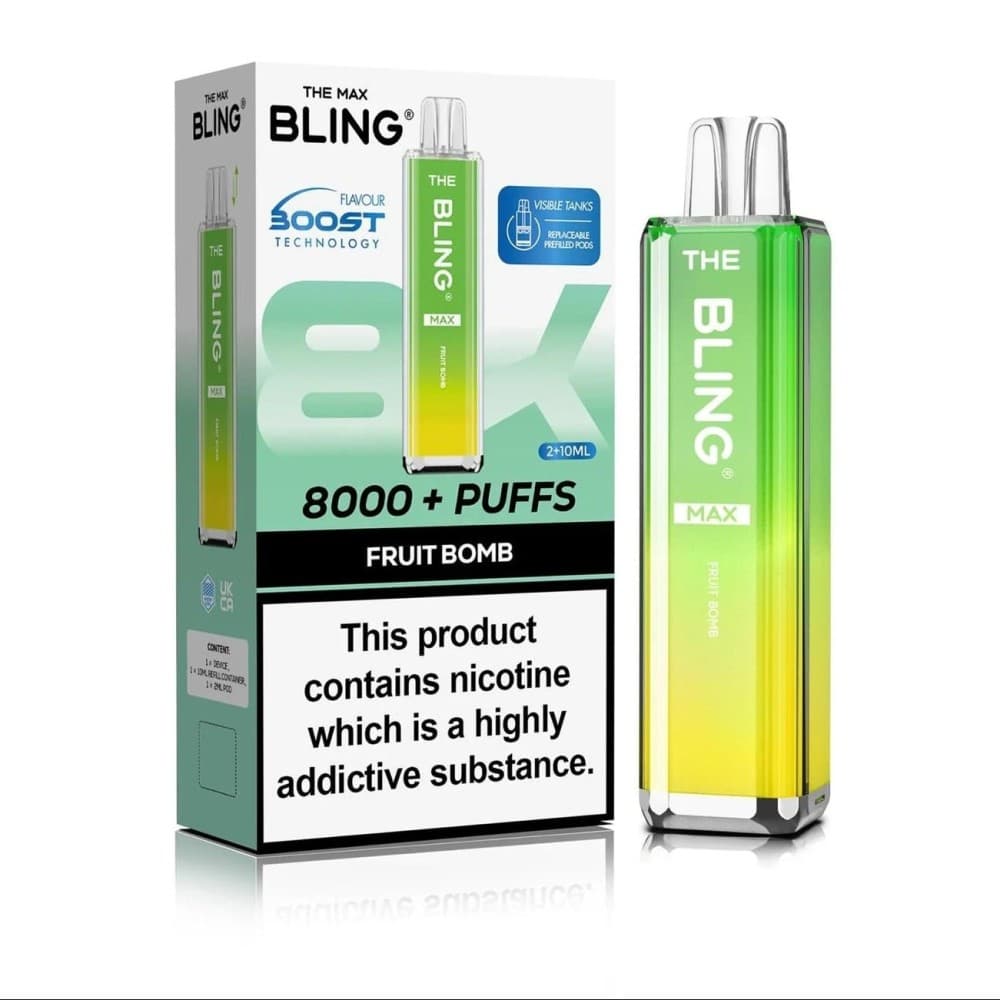 Fruit Bomb Crystal Bling Max 8000 Prefilled Pod Kit Box of 5