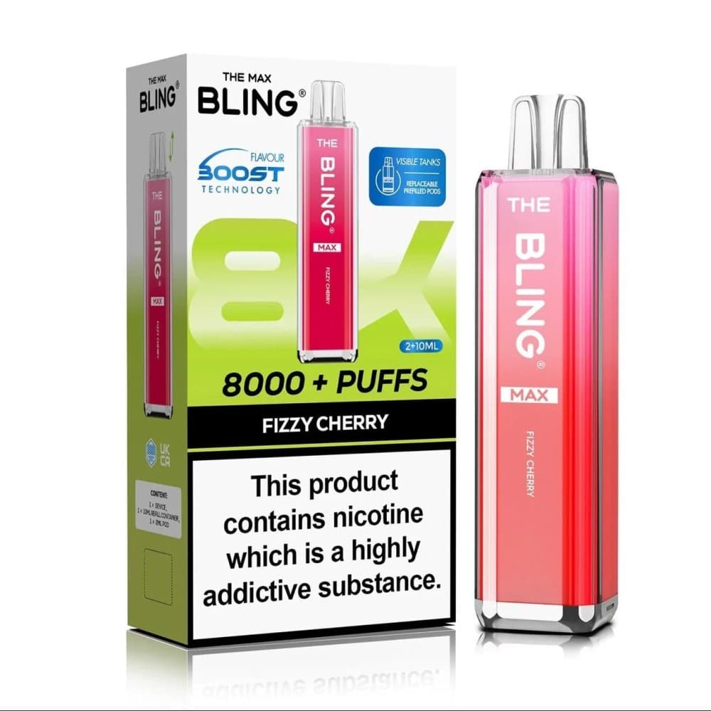  Fizzy Cherry Crystal Bling Max 8000 Prefilled Pod Kit Box of 5