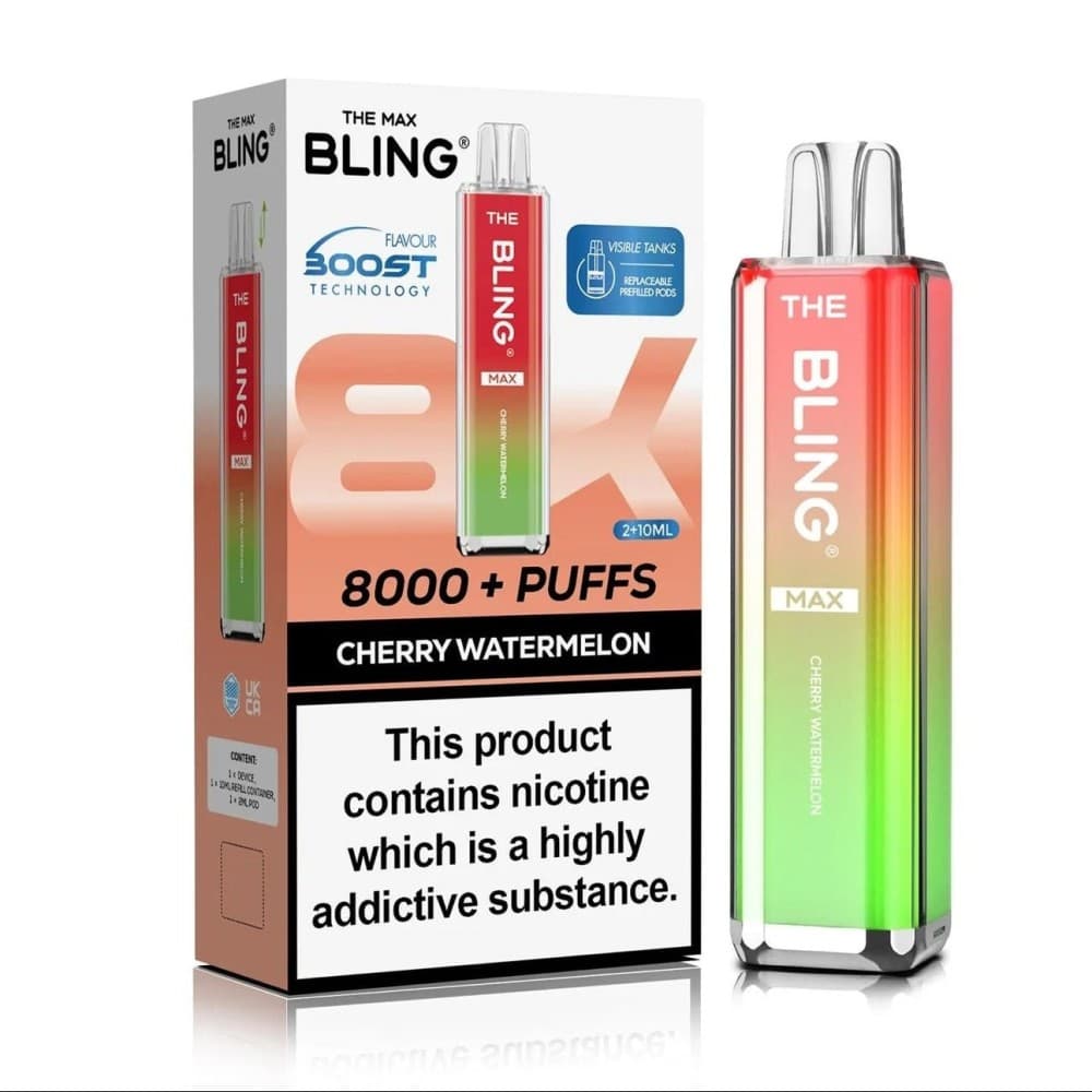  Cherry Watermelon Crystal Bling Max 8000 Prefilled Pod Kit Box of 5