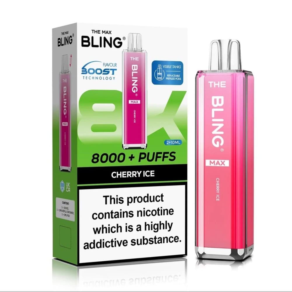  Cherry Ice Crystal Bling Max 8000 Prefilled Pod Kit Box of 5