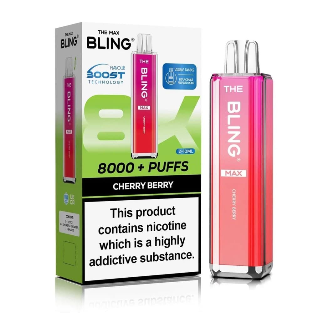  Cherry Berry Crystal Bling Max 8000 Prefilled Pod Kit Box of 5