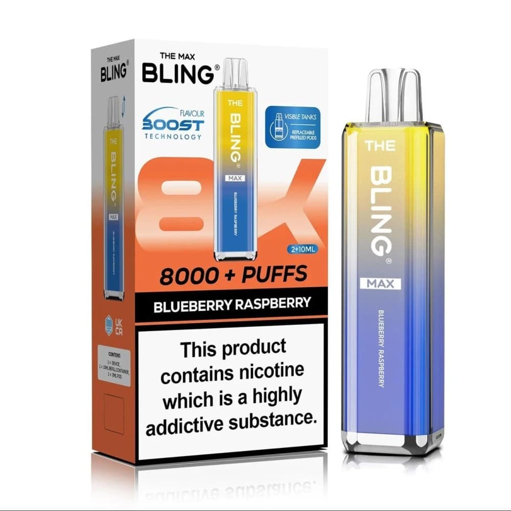  Blueberry Raspberry Crystal Bling Max 8000 Prefilled Pod Kit Box of 5
