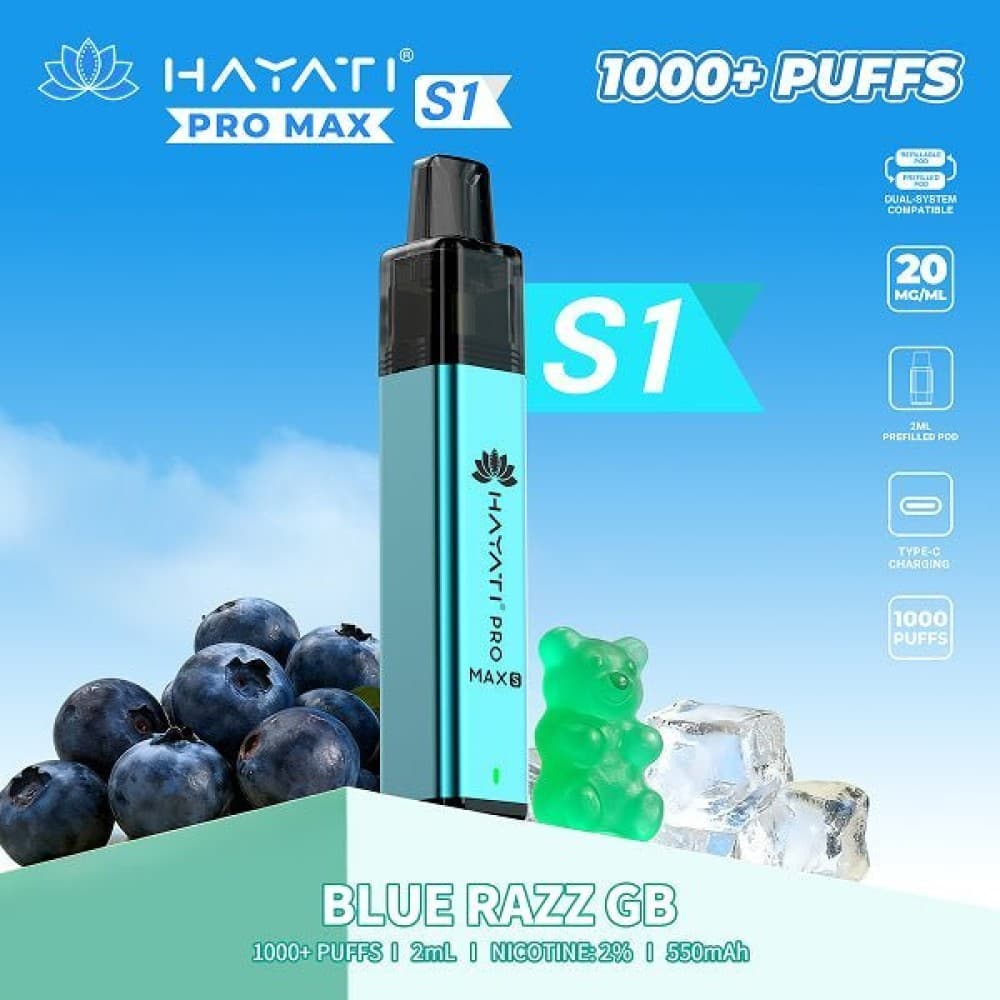 Blue Razz GB Hayati Pro Max S1 Vape Kit Box of 10