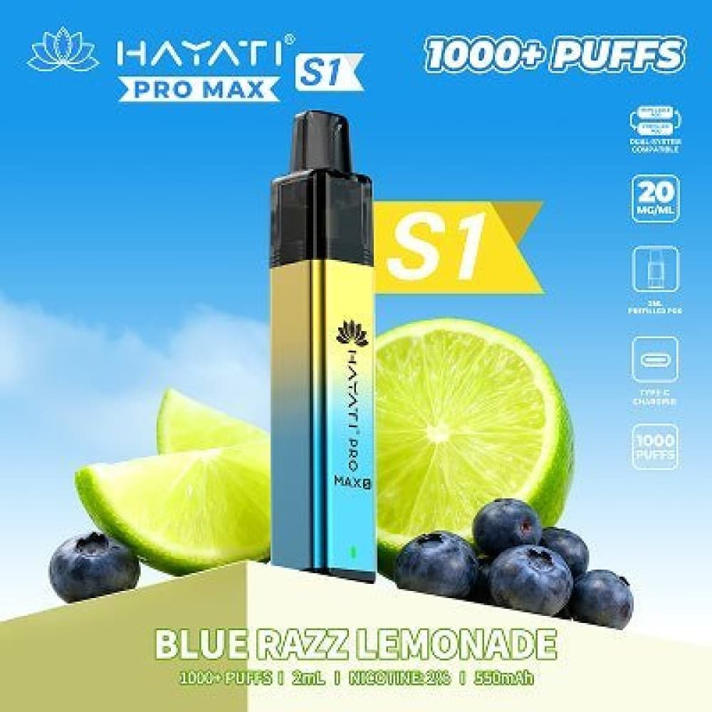  Blue Razz Lemonade Hayati Pro Max S1 Vape Kit Box of 10