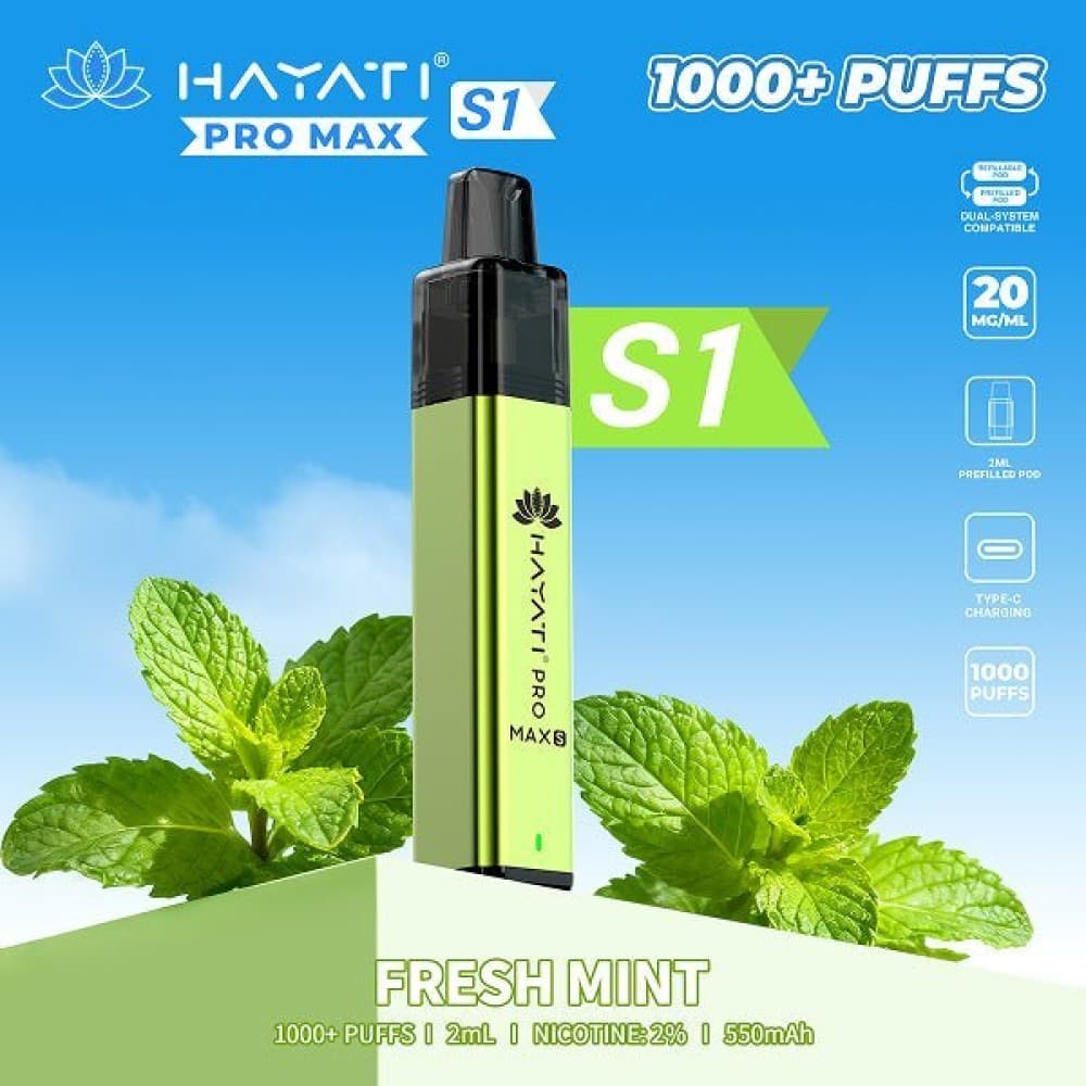  Fresh Mint Hayati Pro Max S1 Vape Kit Box of 10