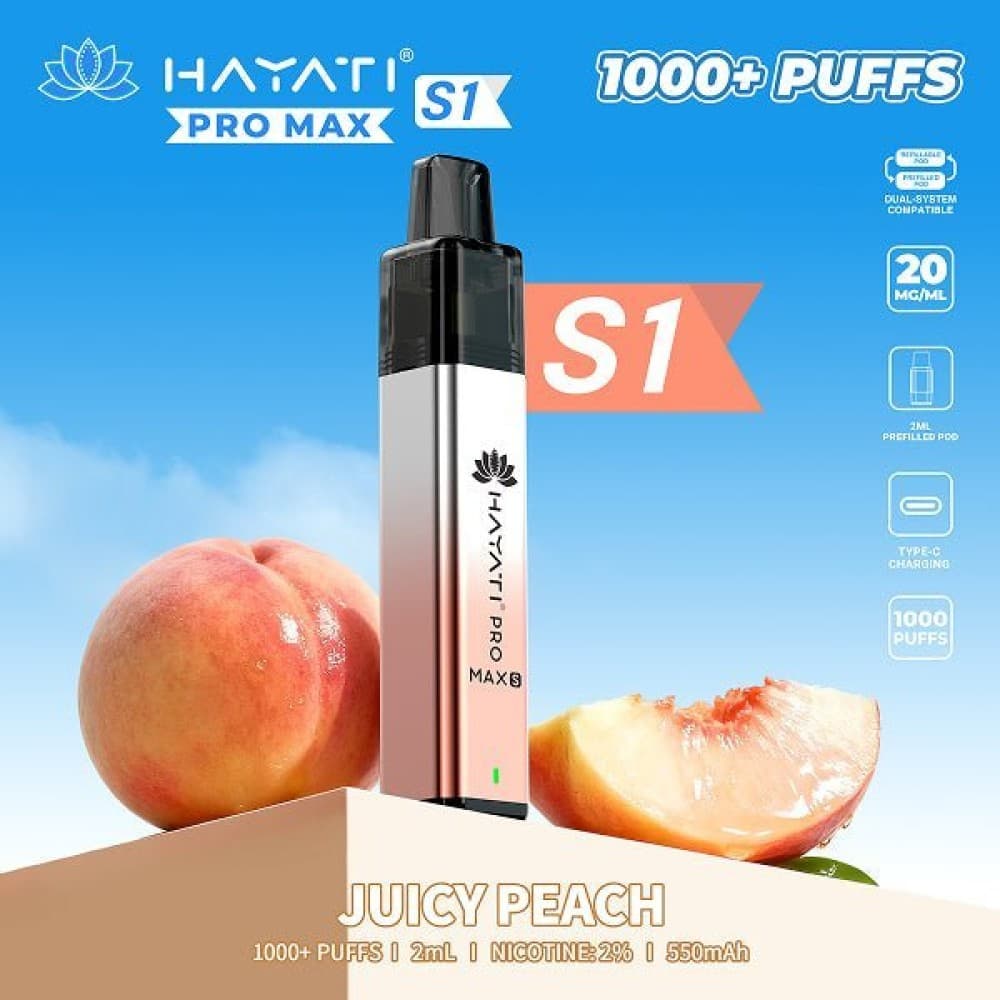  Juicy Peach Hayati Pro Max S1 Vape Kit Box of 10