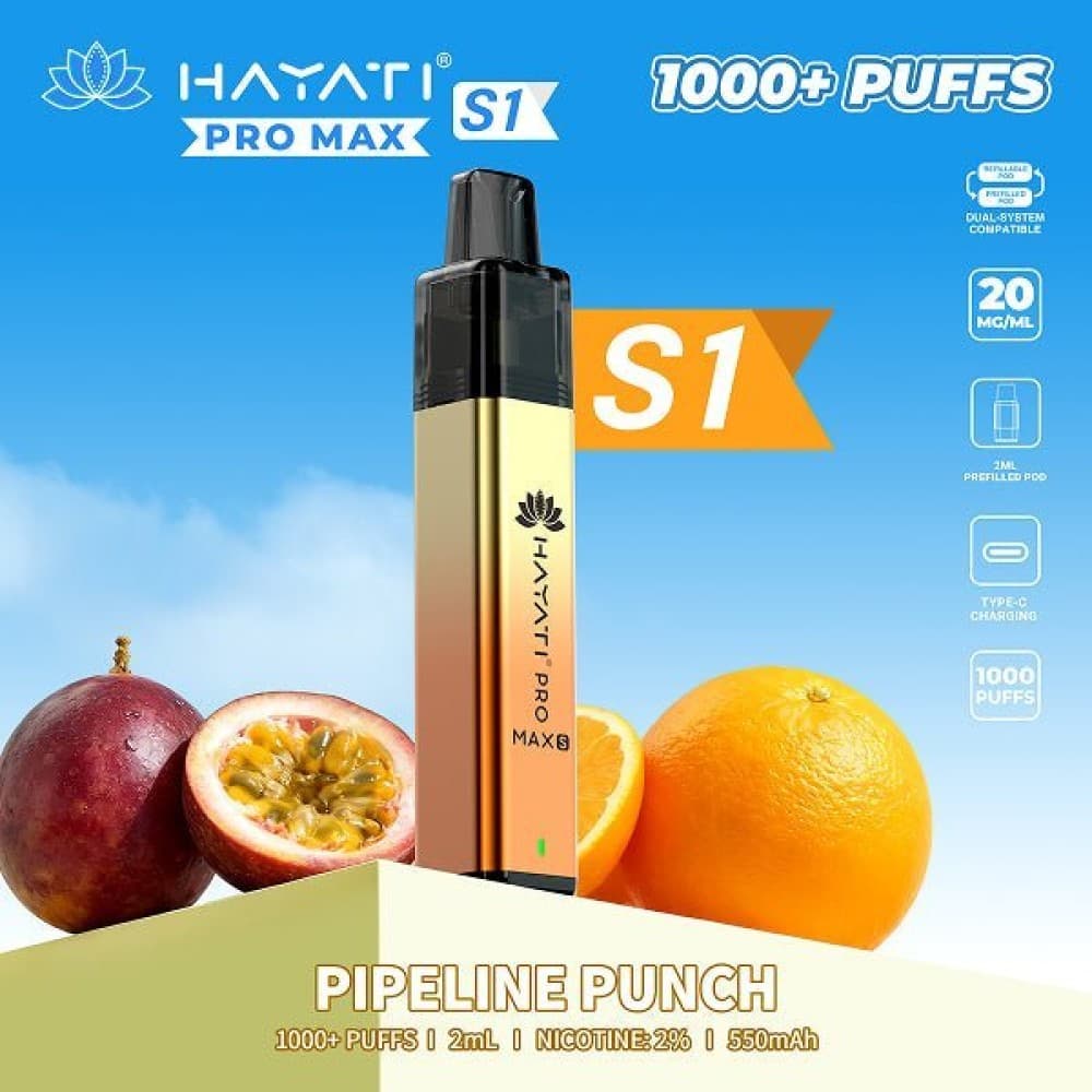  Pipeline Punch Hayati Pro Max S1 Vape Kit Box of 10