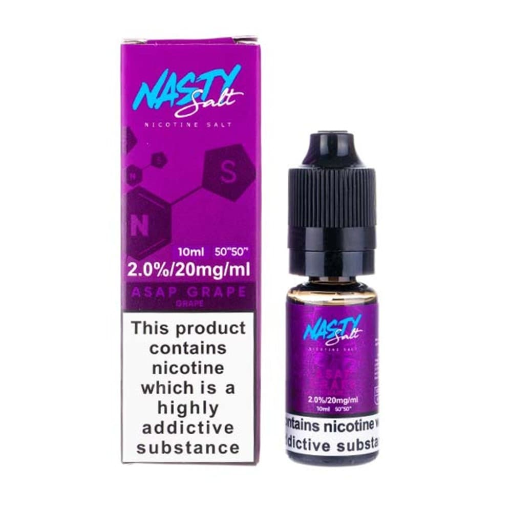  20mg ASAP Grape Nic Salt E-liquid by Nasty Salts | 10ml | Wolfvapes - Pack of 10