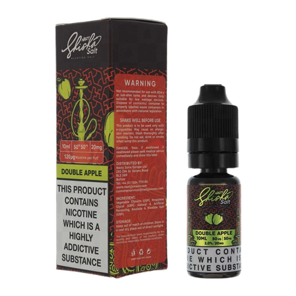  20mg Double Apple Nic Salt E-Liquid by Nasty Shisha | 3 Pack 10ml | Wolfvapes