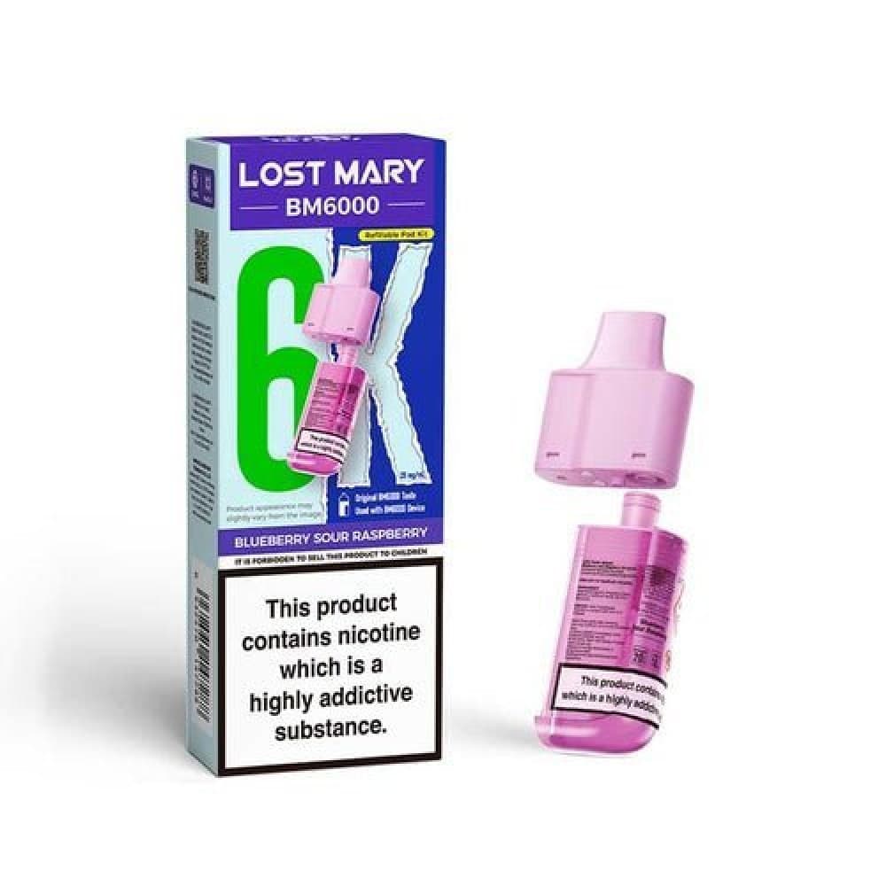  Blueberry Sour Rsapberry Lost Mary BM6000 Prefilled Pods - Box of 5