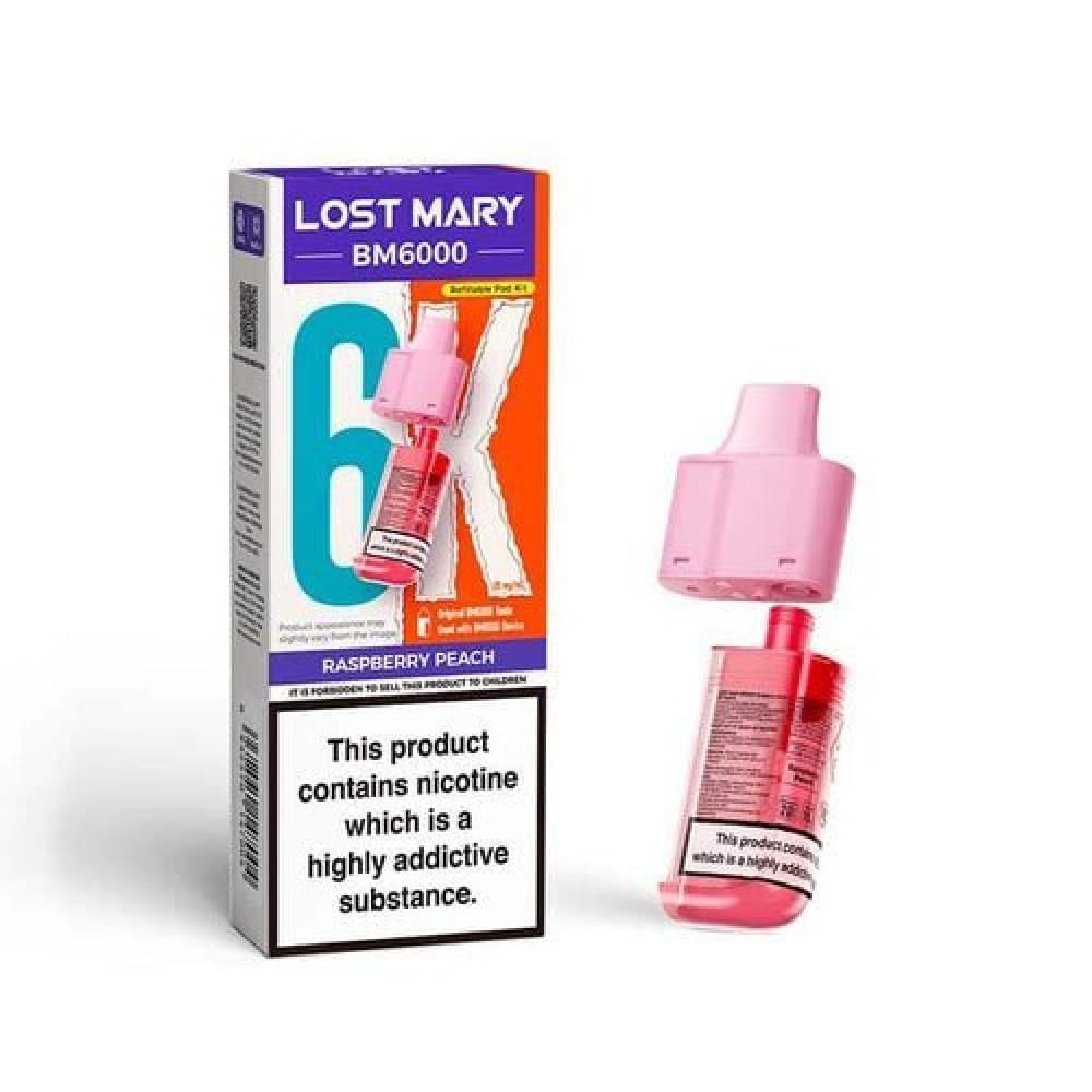  Raspberry Peach Lost Mary BM6000 Prefilled Pods - Box of 5