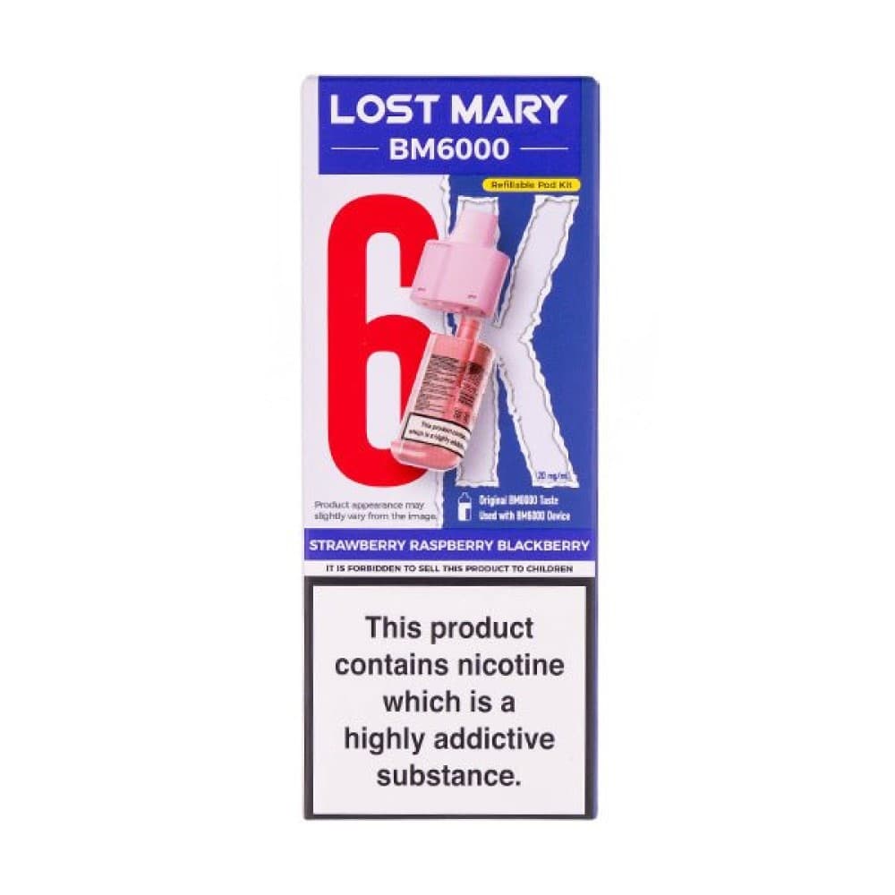  Strawberry Raspberry Blackberry Lost Mary BM6000 Prefilled Pods - Box of 5