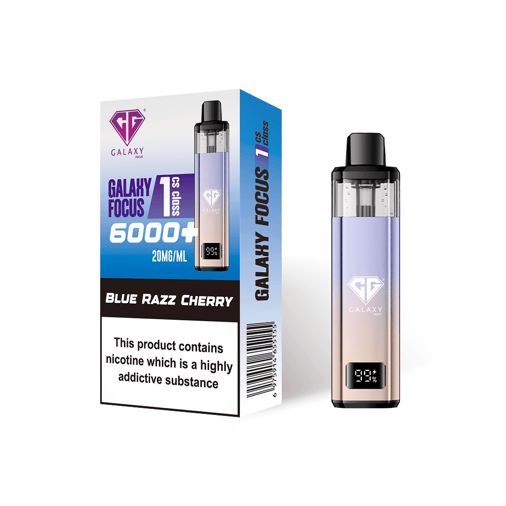  Blue Razz Cherry Crystal Galaxy Focus 6000 Vape Kit Box of 5