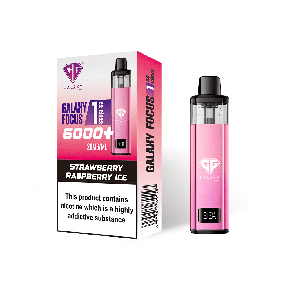  Strawberry Raspberry Ice Crystal Galaxy Focus 6000 Vape Kit Box of 5