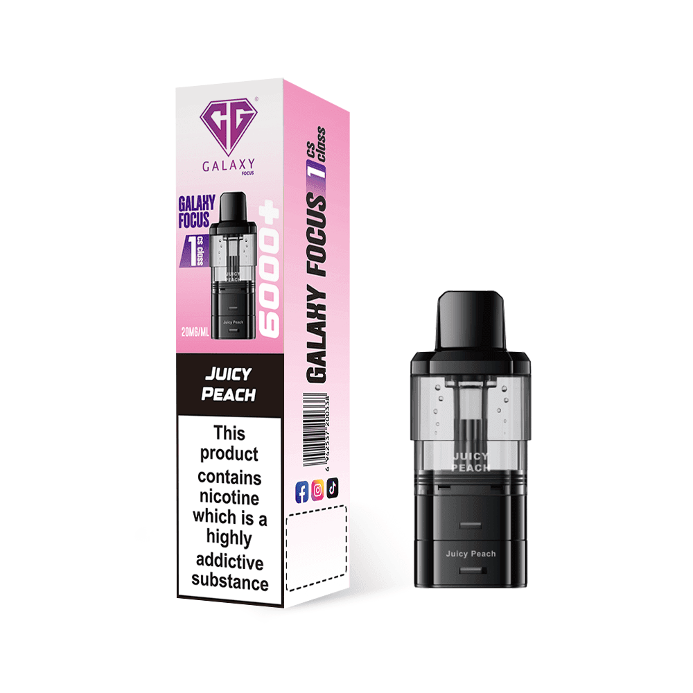  Juicy Peach Crystal Galaxy Focus 6000 Refill Pods Pack of 5