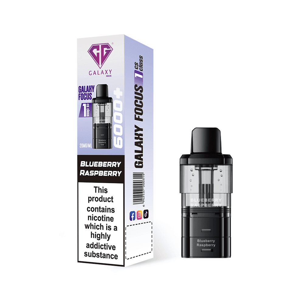  Blueberry Raspberry Crystal Galaxy Focus 6000 Refill Pods Pack of 5