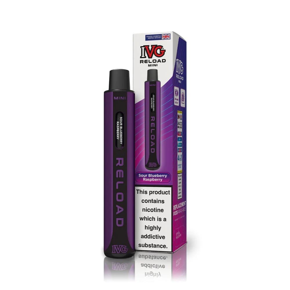  Sour Blueberry Raspberry IVG Reload Mini Pod Vape Kit Box Of 10