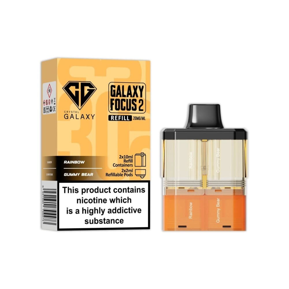  Rainbow / Gummy Bear Crystal Galaxy Focus 2 Replacement Pods Pack of 5