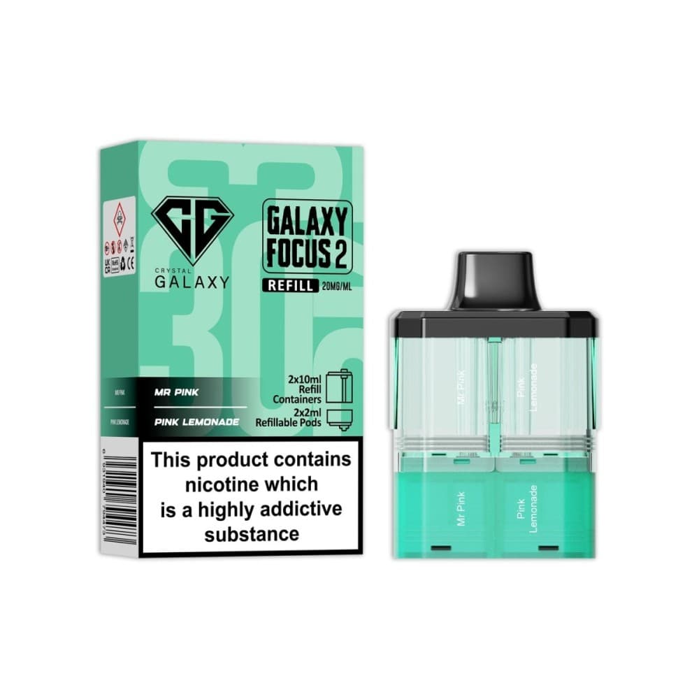  Mr Pink / Pink Lemonade Crystal Galaxy Focus 2 Replacement Pods Pack of 5