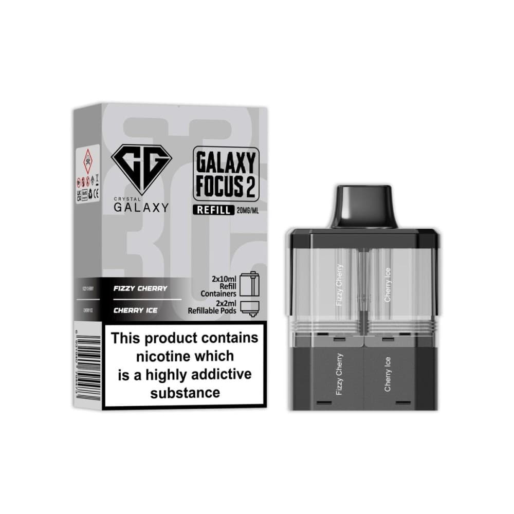  Fizzy Cherry / Cherry Ice Crystal Galaxy Focus 2 Replacement Pods Pack of 5