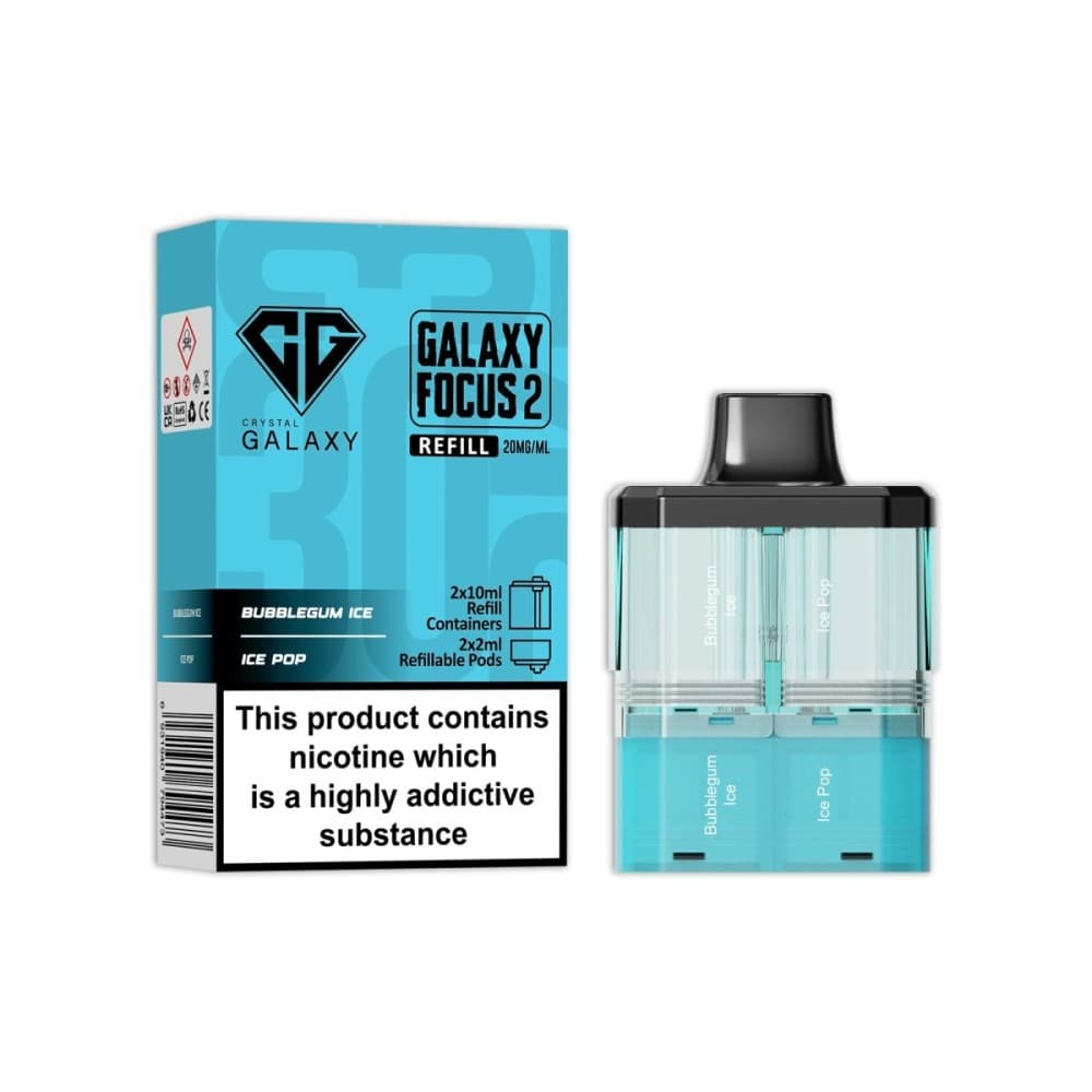  Bubble Gum Ice / Ice Pop Crystal Galaxy Focus 2 Replacement Pods Pack of 5