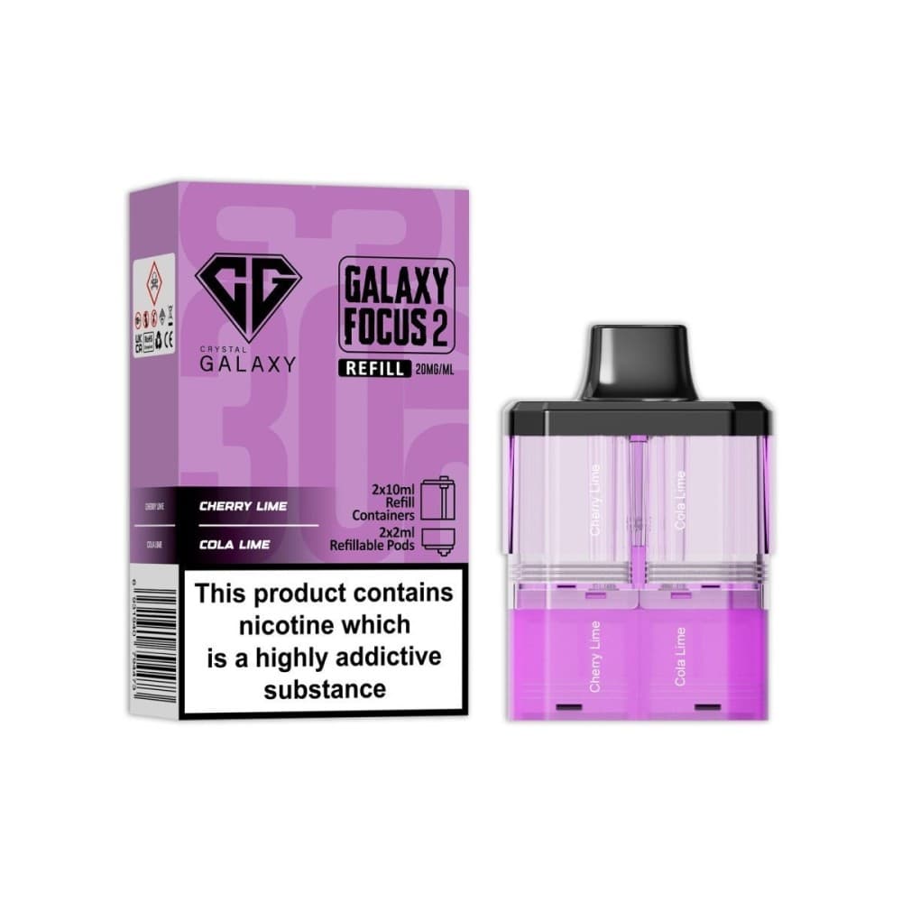  Cherry Lime / Cola Lime Crystal Galaxy Focus 2 Replacement Pods Pack of 5