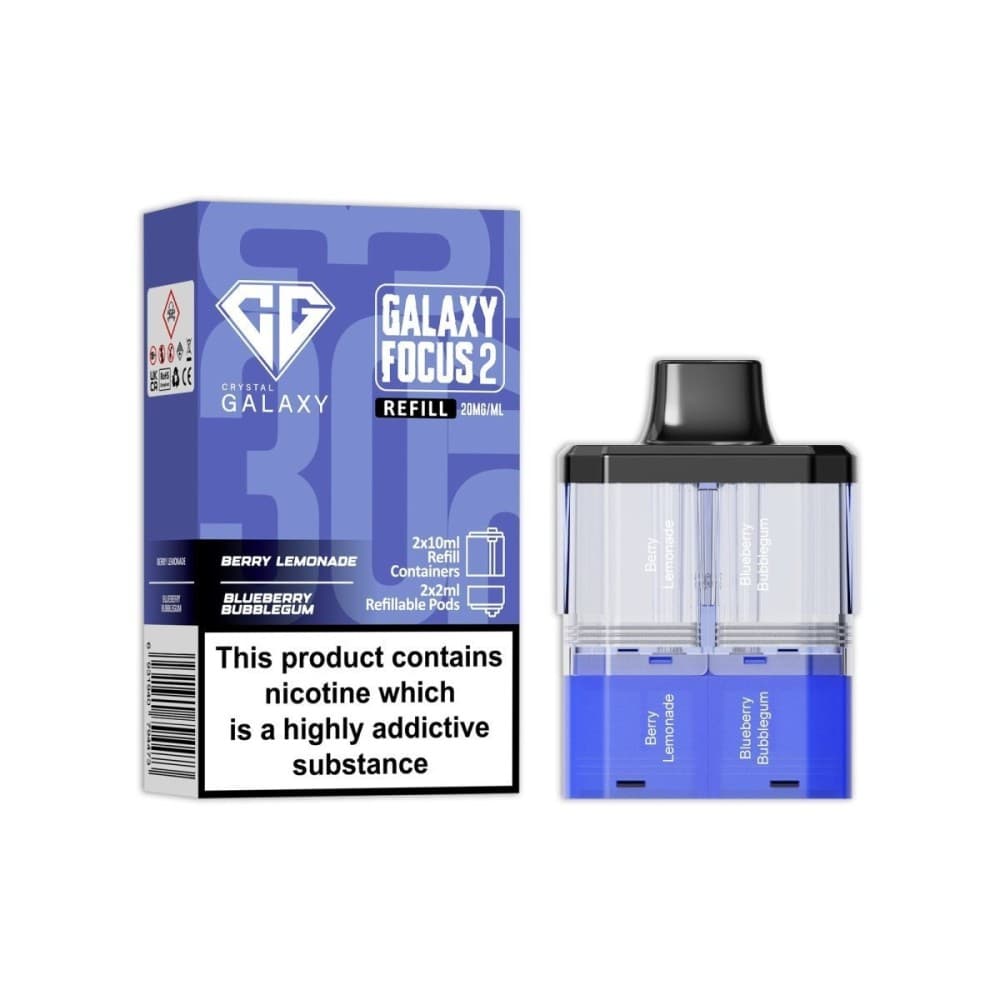  Berry Lemonade / Blueberry Bubble Gum Crystal Galaxy Focus 2 Replacement Pods Pack of 5