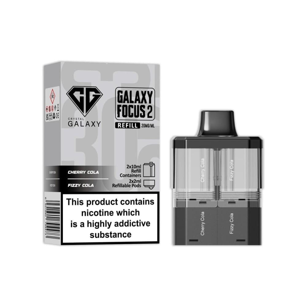  Cherry Cola / Fizzy Cola Crystal Galaxy Focus 2 Replacement Pods Pack of 5
