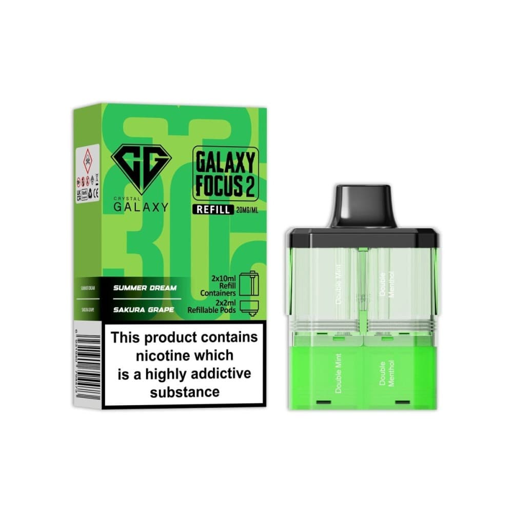  Double Mint / Double Menthol Crystal Galaxy Focus 2 Replacement Pods Pack of 5
