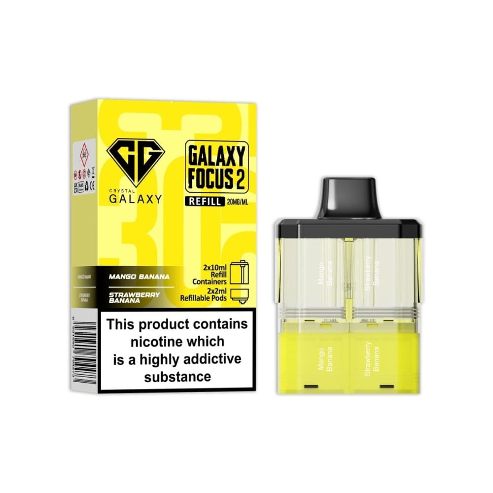 Mango Banana / Strawberry Banana Crystal Galaxy Focus 2 Replacement Pods Pack of 5
