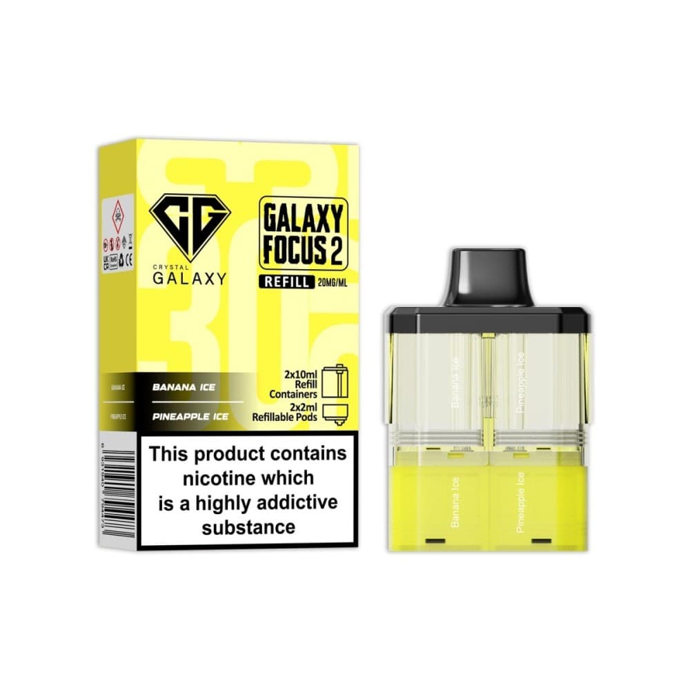  Banana Ice / Pineapple Ice Crystal Galaxy Focus 2 Replacement Pods Pack of 5