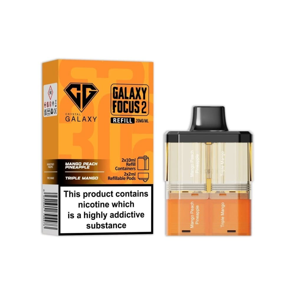  Mango Peach Pineapple / Triple Mango Crystal Galaxy Focus 2 Replacement Pods Pack of 5