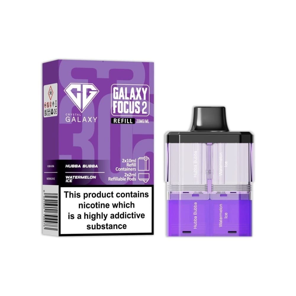  Hubba Bubba / Watermelon Ice Crystal Galaxy Focus 2 Replacement Pods Pack of 5