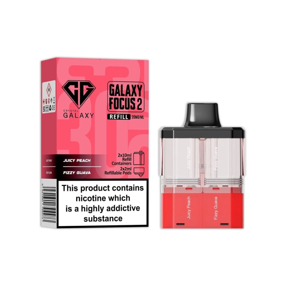  Juicy Peach / Fizzy Guava Crystal Galaxy Focus 2 Replacement Pods Pack of 5