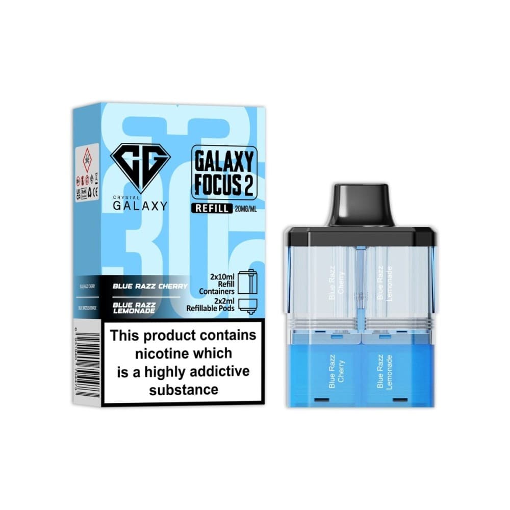  Blue Razz Cherry / Blue Razz Lemonade Crystal Galaxy Focus 2 Replacement Pods Pack of 5