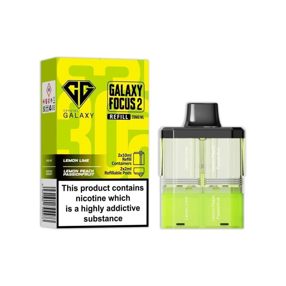  Lemon Lime / Lemon Passion Fruit Crystal Galaxy Focus 2 Replacement Pods Pack of 5