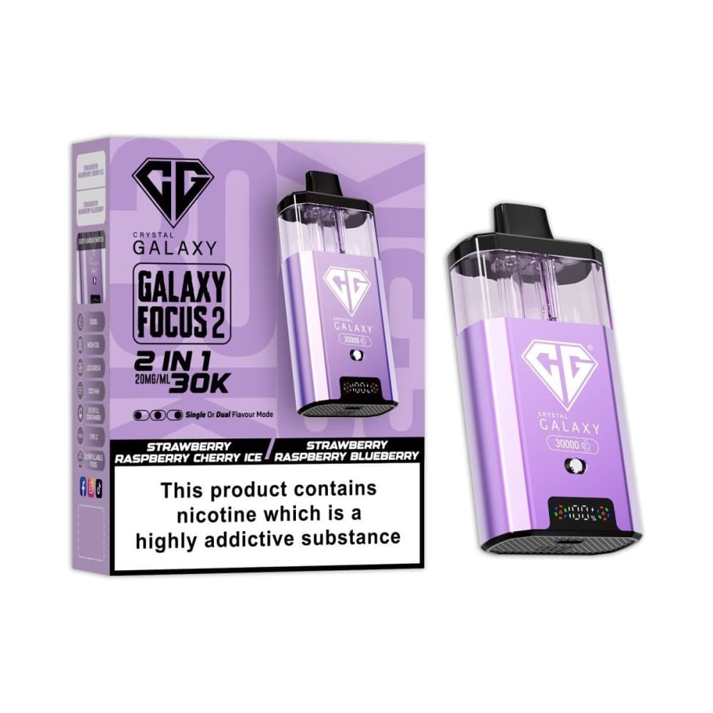  Strawberry Raspberry Cherry Ice / Strawberry Raspberry Blueberry Crystal Galaxy Focus 2 30k Vape Kit Box of 5