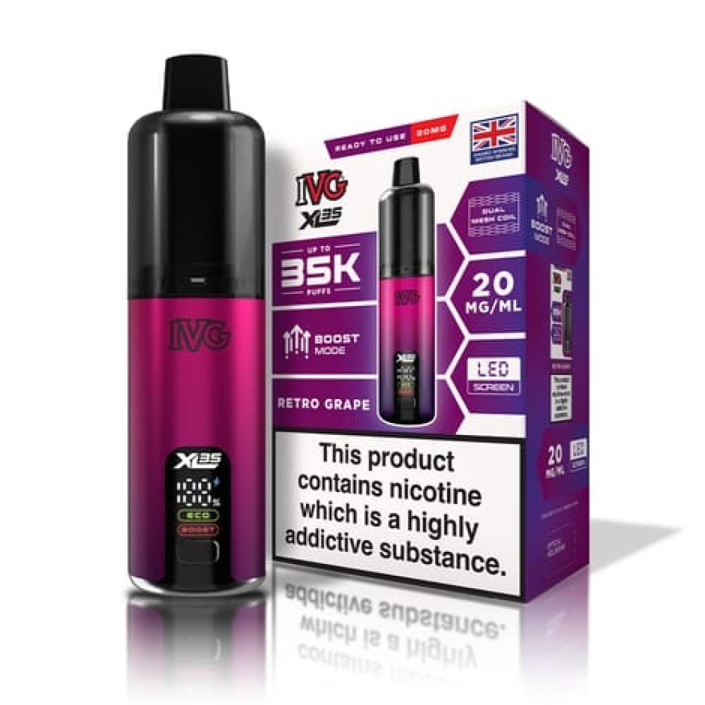  Retro Grape IVG XL 35K Prefilled Pod Vape Kit Box of 5