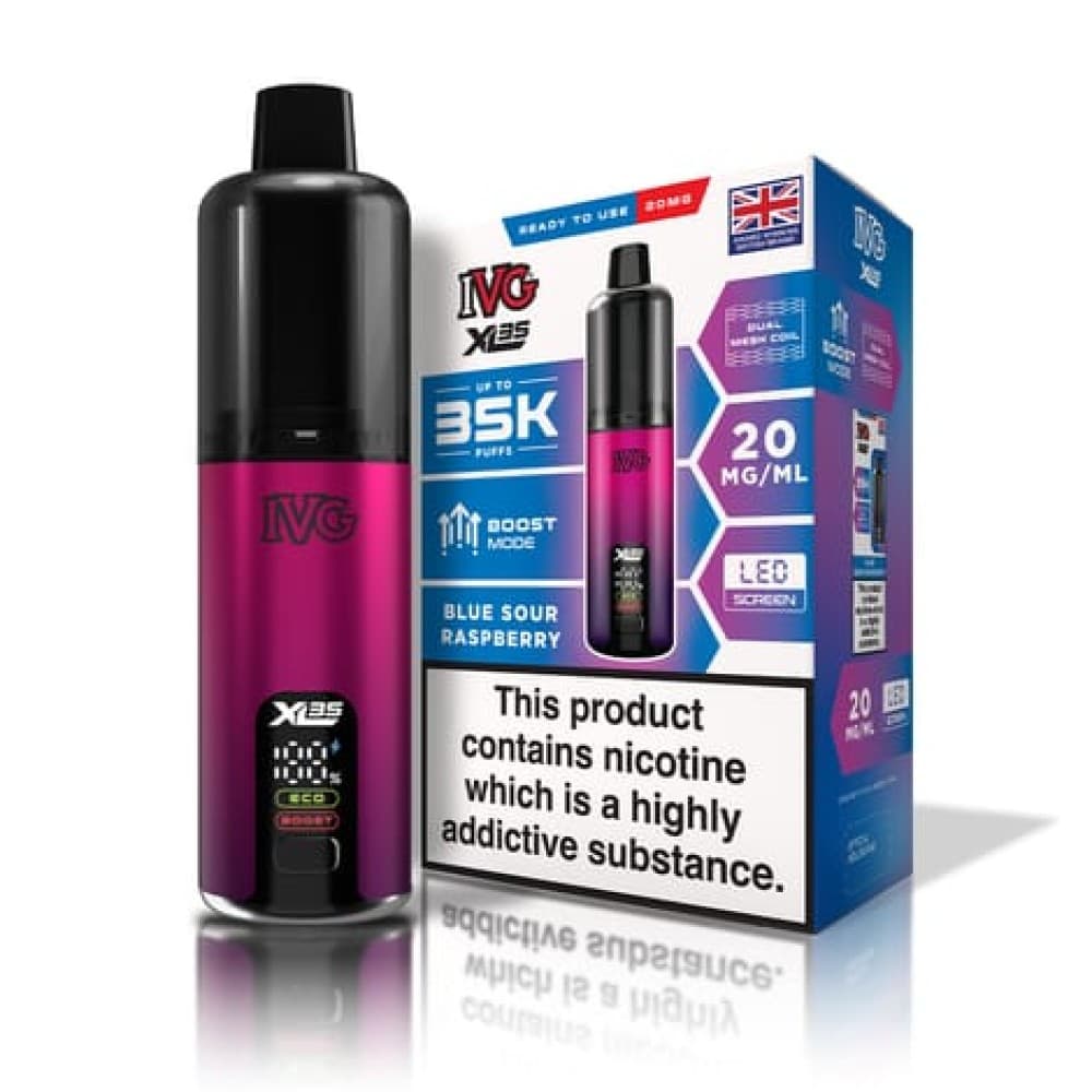  Blue Sour Raspberry IVG XL 35K Prefilled Pod Vape Kit Box of 5