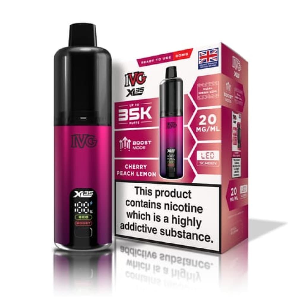  Cherry Peach Lemon IVG XL 35K Prefilled Pod Vape Kit Box of 5