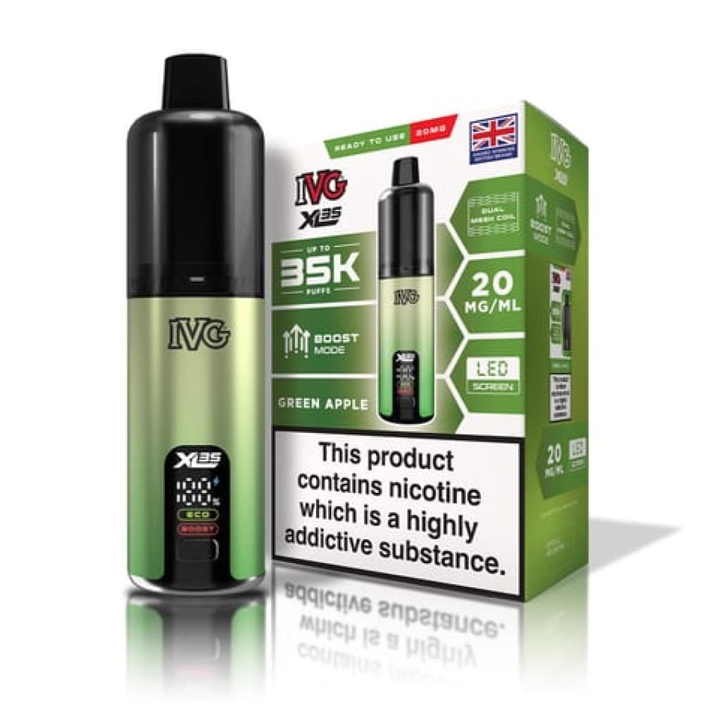  Green Apple IVG XL 35K Prefilled Pod Vape Kit Box of 5
