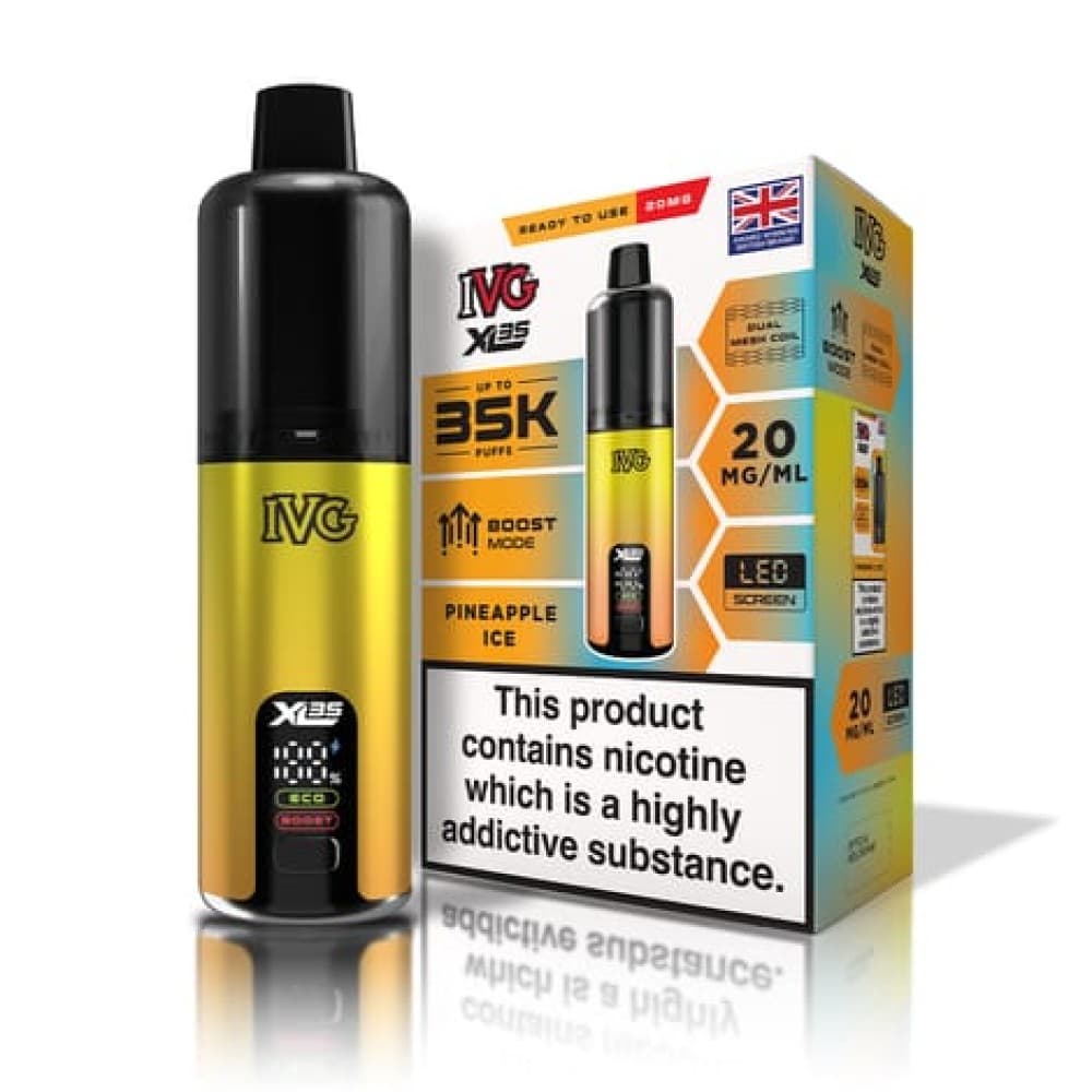  Pineapple Ice IVG XL 35K Prefilled Pod Vape Kit Box of 5