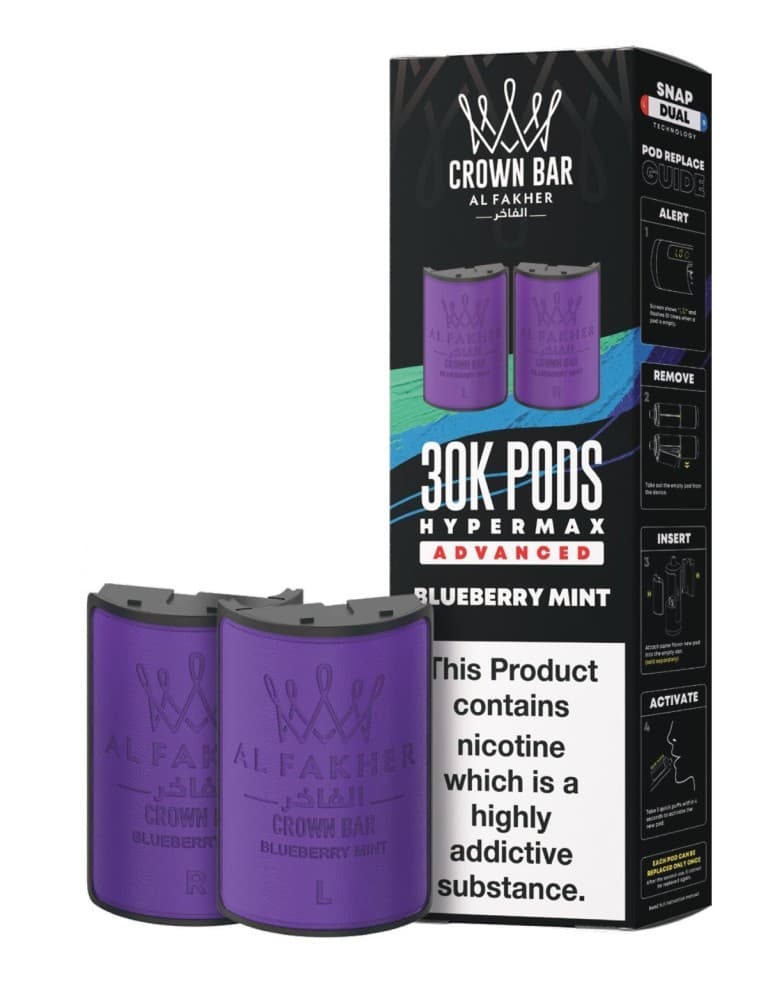  Blueberry Mint Al Fakher 30k Hypermax Refill Replacement Pods Pack of 5