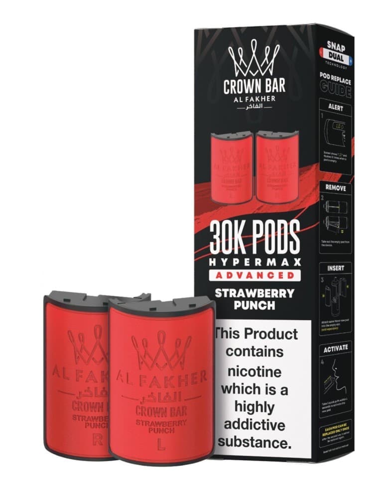  Strawberry Punch Al Fakher 30k Hypermax Refill Replacement Pods Pack of 5