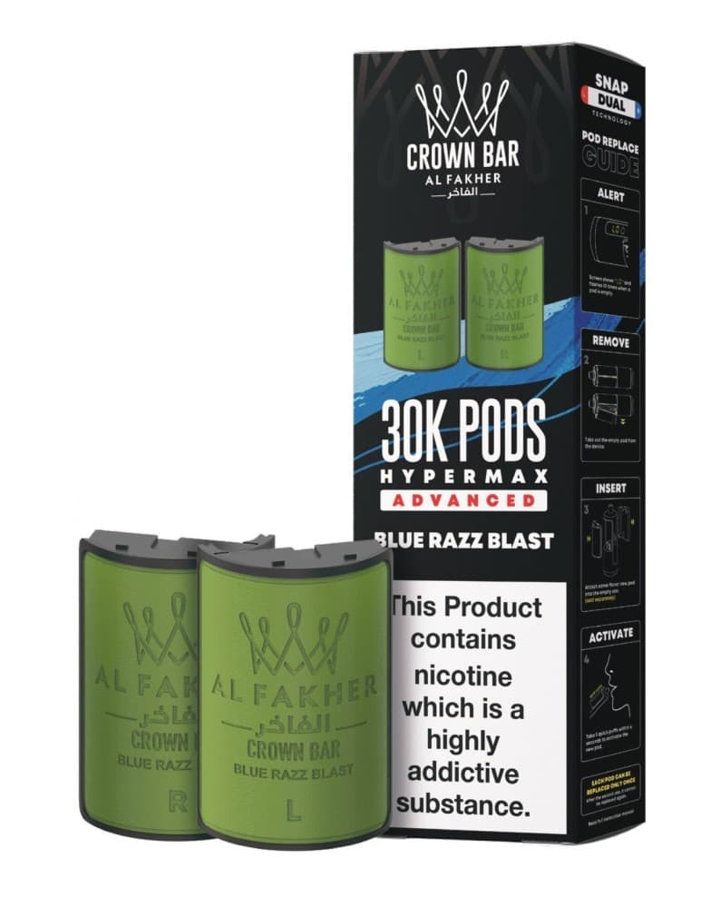  Blue Razz Blast Al Fakher 30k Hypermax Refill Replacement Pods Pack of 5