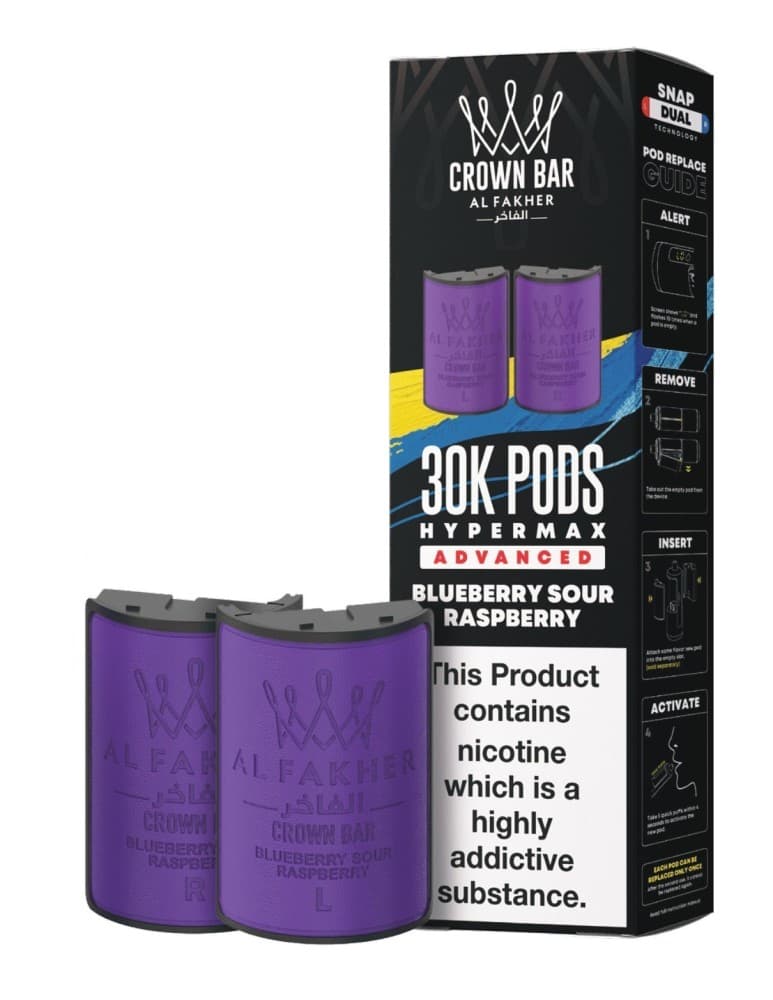  Blue Sour Raspberry Al Fakher 30k Hypermax Refill Replacement Pods Pack of 5